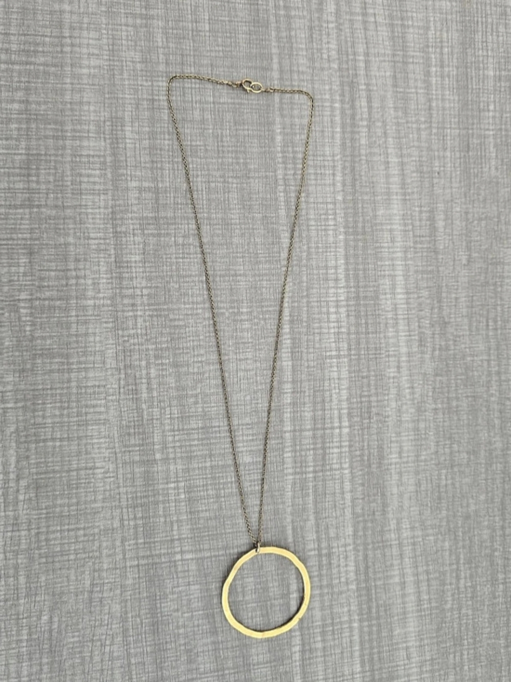 ✨ Gold Hammered Open Circle Long Pendant Necklace
